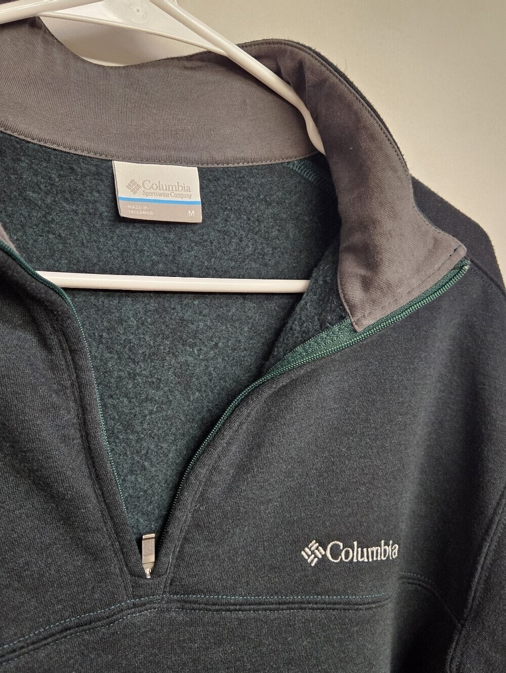 Columbia Sweater Adult Medium Green Gray Quarter Zip Pullover Outdoors Mens